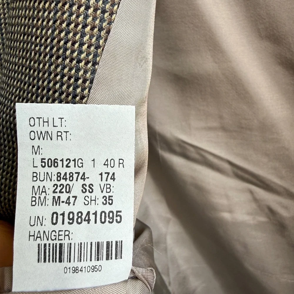 Lauren Ralph Lauren Wool Sport Coat Blazer Houndstooth Brown Men's 40R